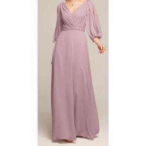 AW BRIDAL sz 8 M mauve mist chiffon Polly bridesmaid formal maxi dress NEW B41